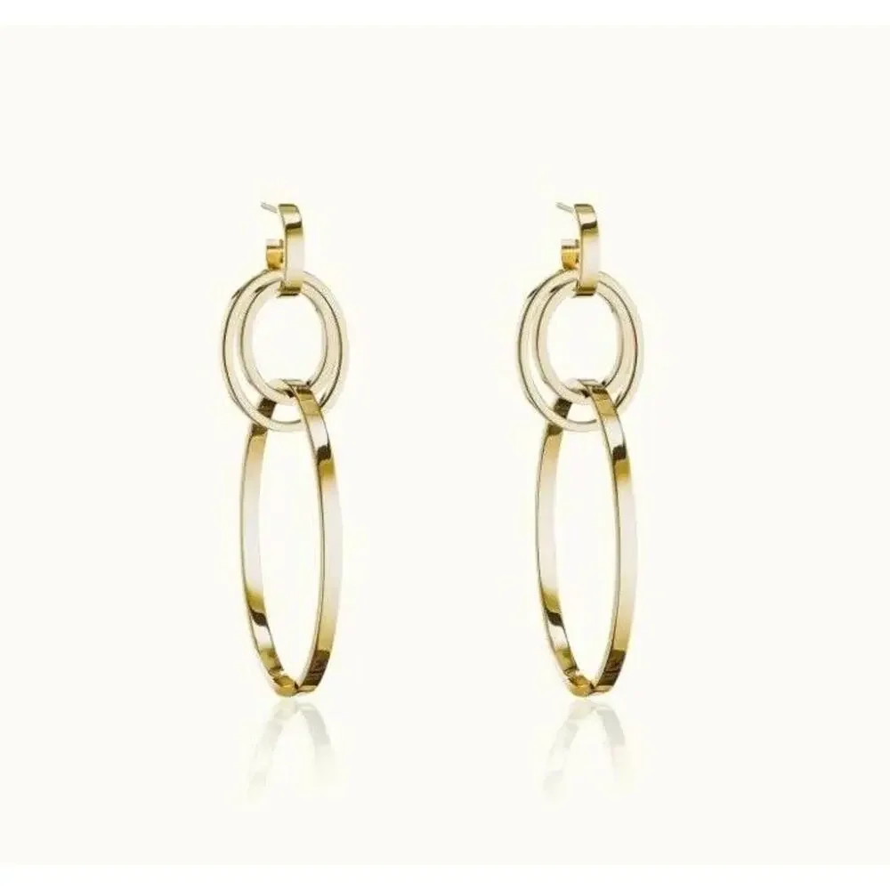 Vita Fede Cassio Earrings Gold Tone Modular Linked Hoops Adjustable‎ NWT